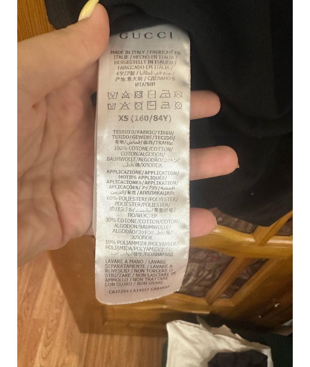 GUCCI Черная хлопковая футболка, фото 4