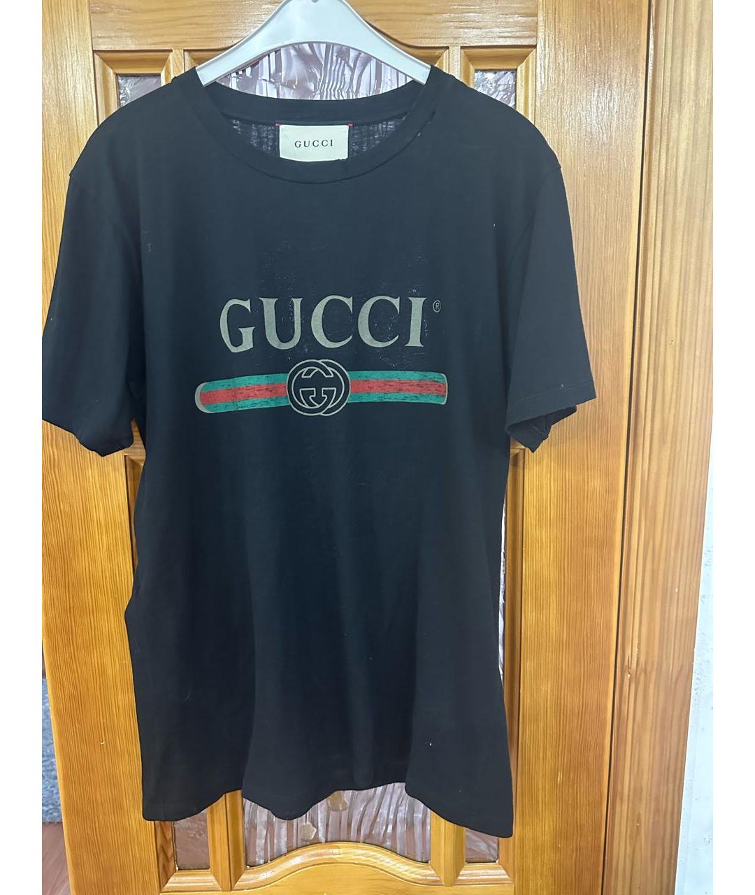 GUCCI Черная хлопковая футболка, фото 5