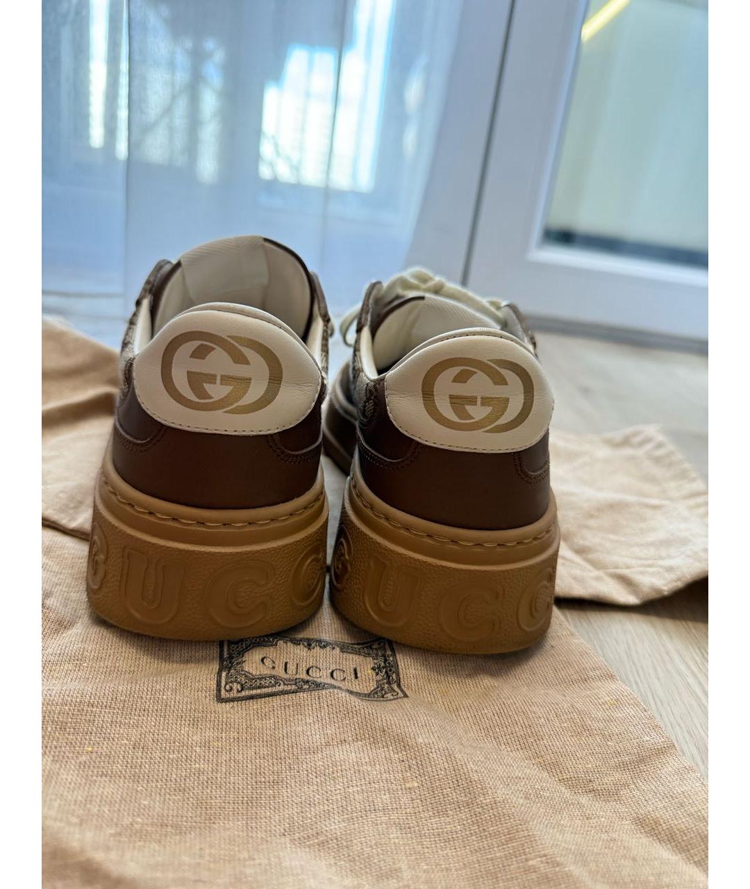 GUCCI Оранжевое кеды из искусственной кожи, фото 4