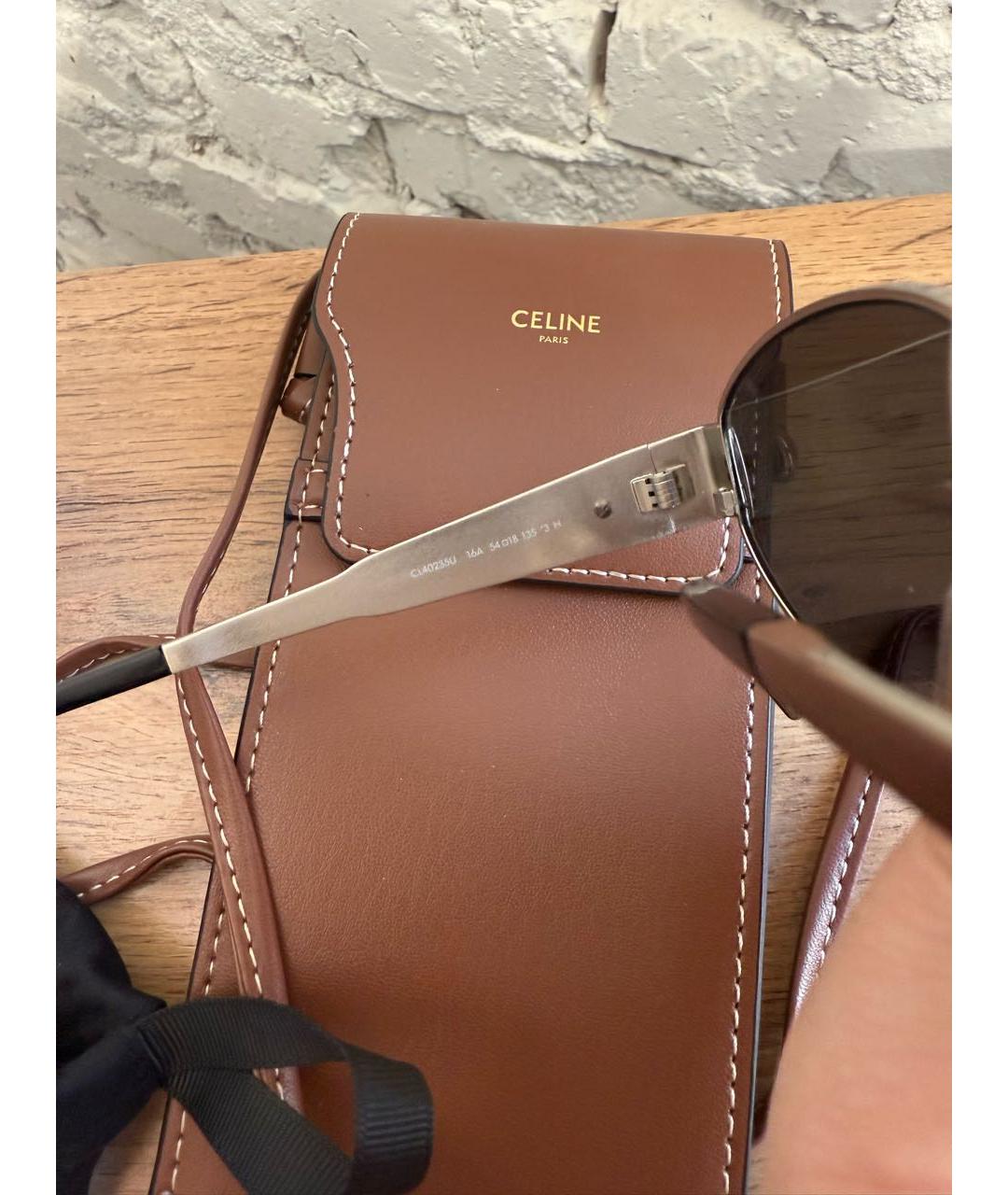 CELINE Серебряные металлические солнцезащитные очки, фото 7