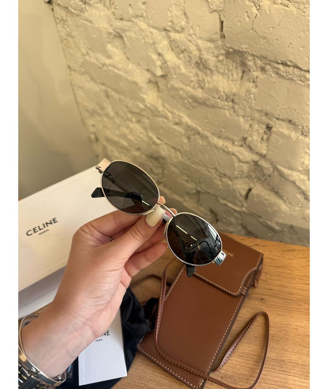 CELINE Серебряные металлические солнцезащитные очки, фото 5