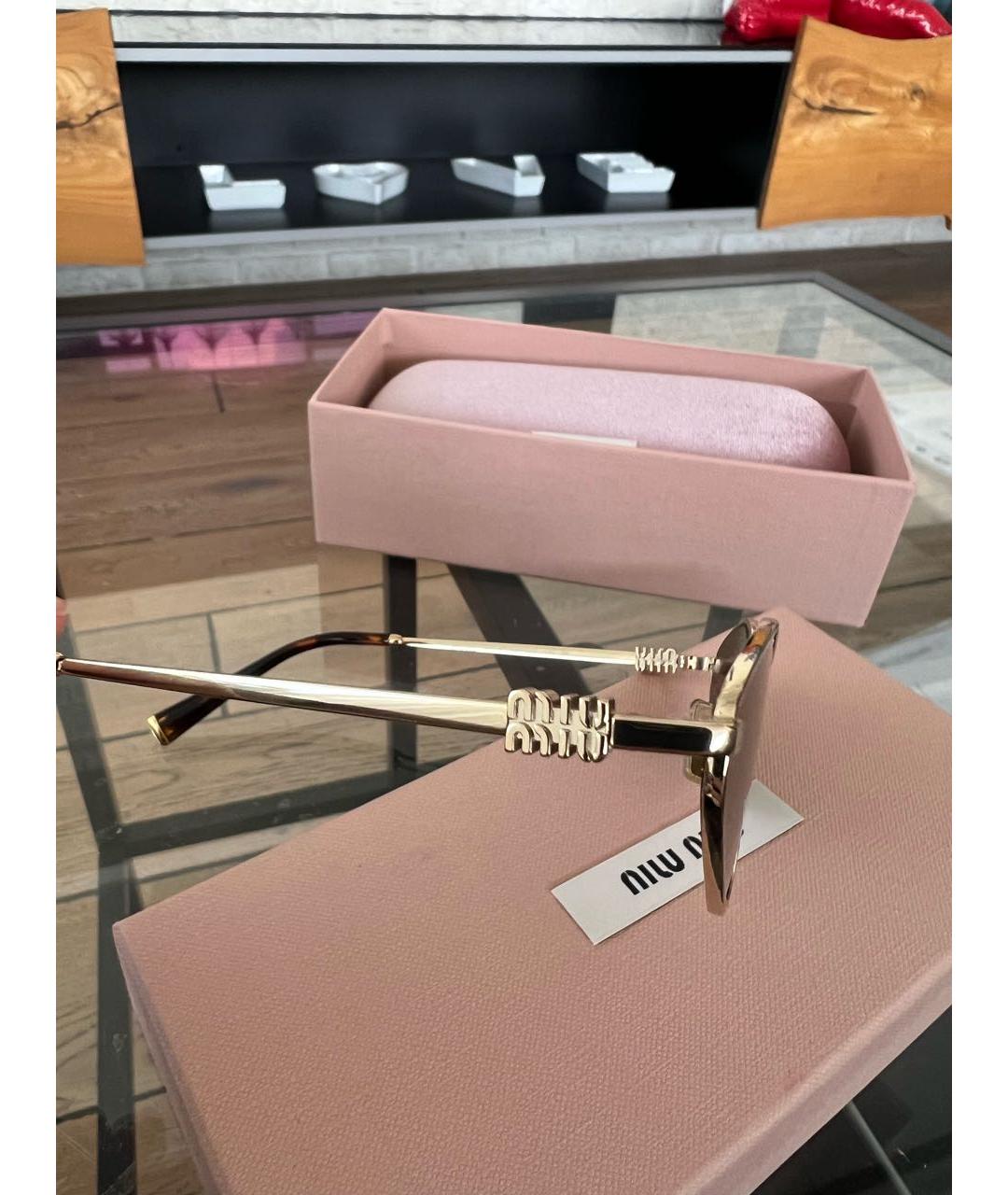 MIU MIU Золотые металлические солнцезащитные очки, фото 3