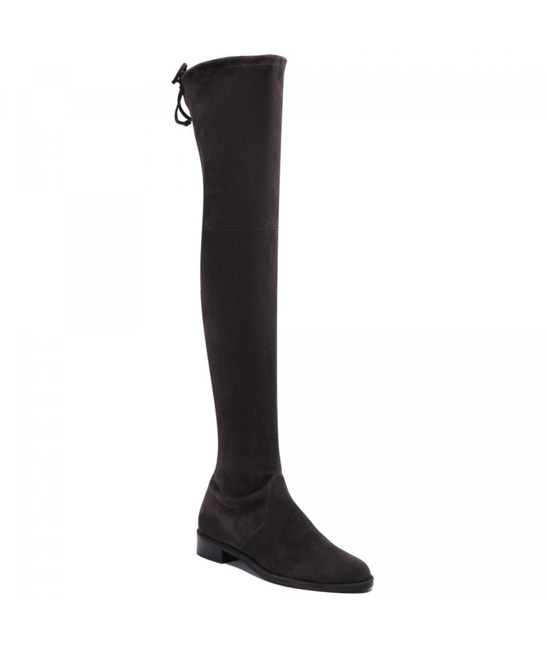 STUART WEITZMAN Антрацитовые замшевые сапоги, фото 6