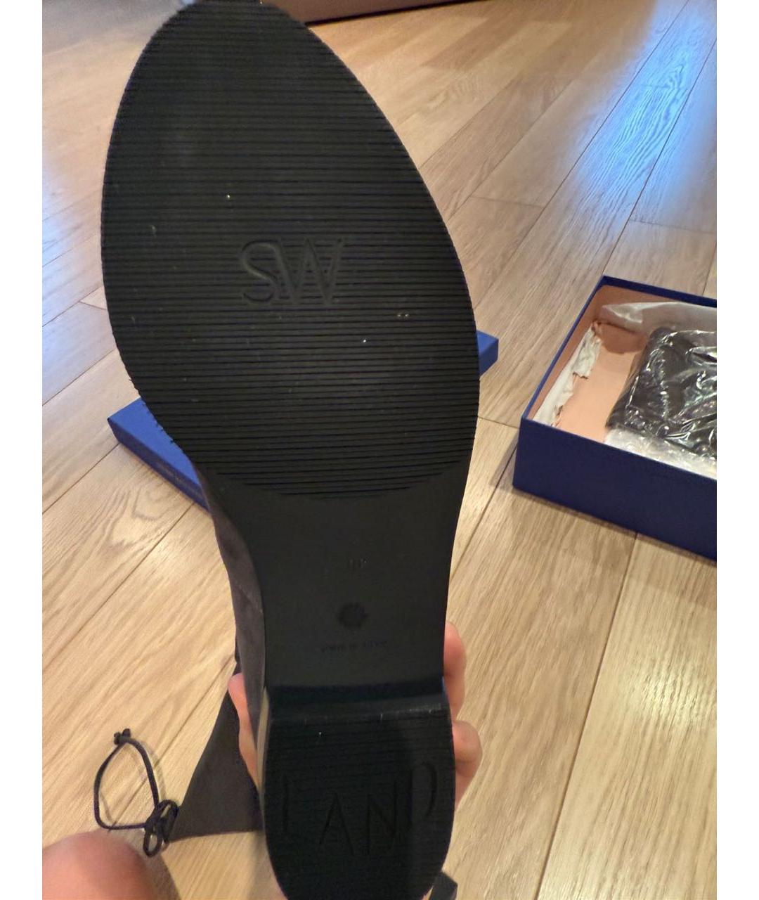 STUART WEITZMAN Антрацитовые замшевые сапоги, фото 5