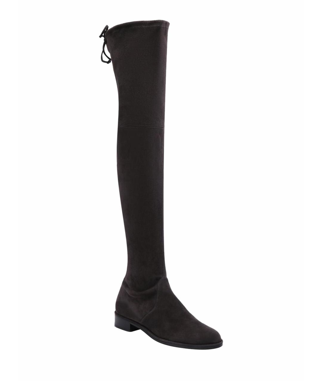 STUART WEITZMAN Антрацитовые замшевые сапоги, фото 1