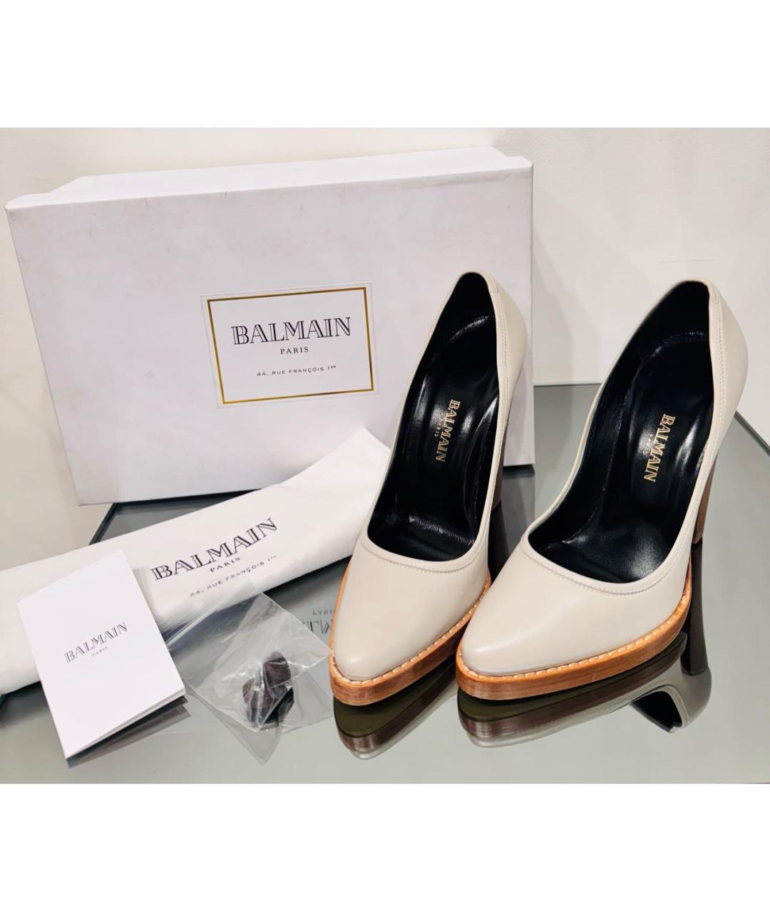 BALMAIN Серые кожаные туфли, фото 4
