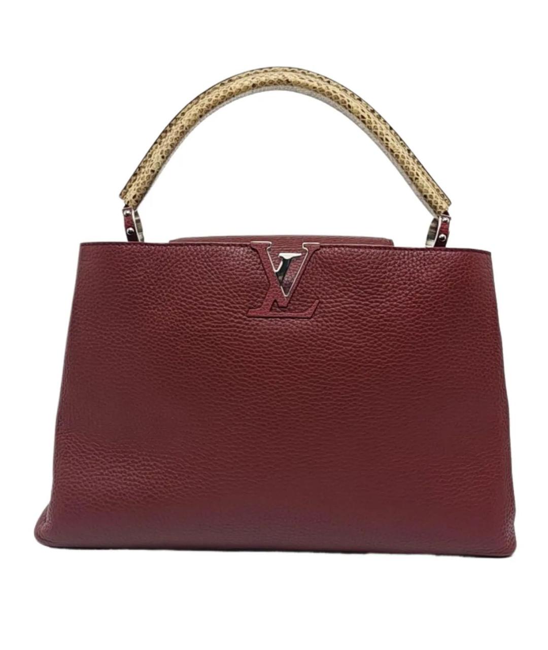 LOUIS VUITTON Бордовая кожаная сумка тоут, фото 9