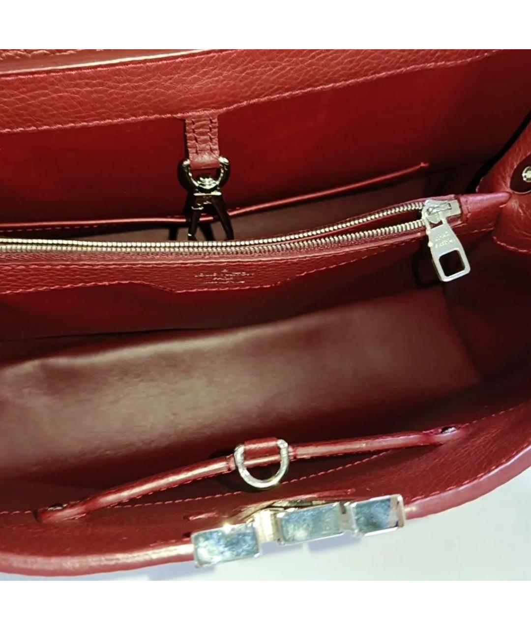 LOUIS VUITTON Бордовая кожаная сумка тоут, фото 6