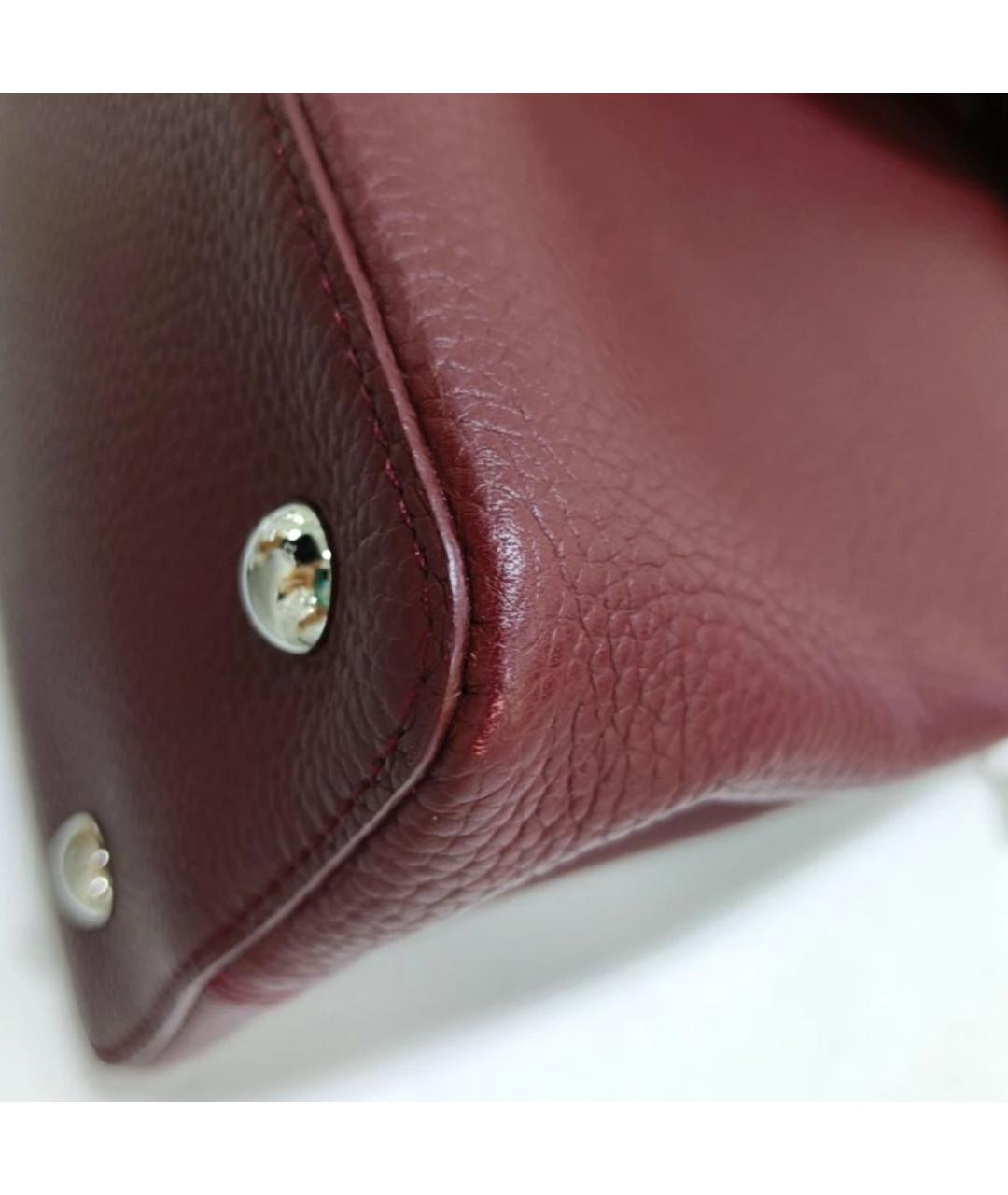LOUIS VUITTON Бордовая кожаная сумка тоут, фото 8