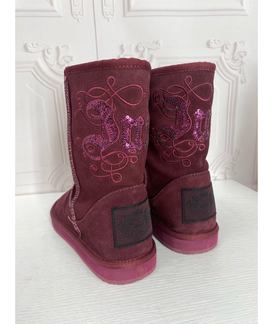 JUICY COUTURE Бордовые замшевые сапоги, фото 4