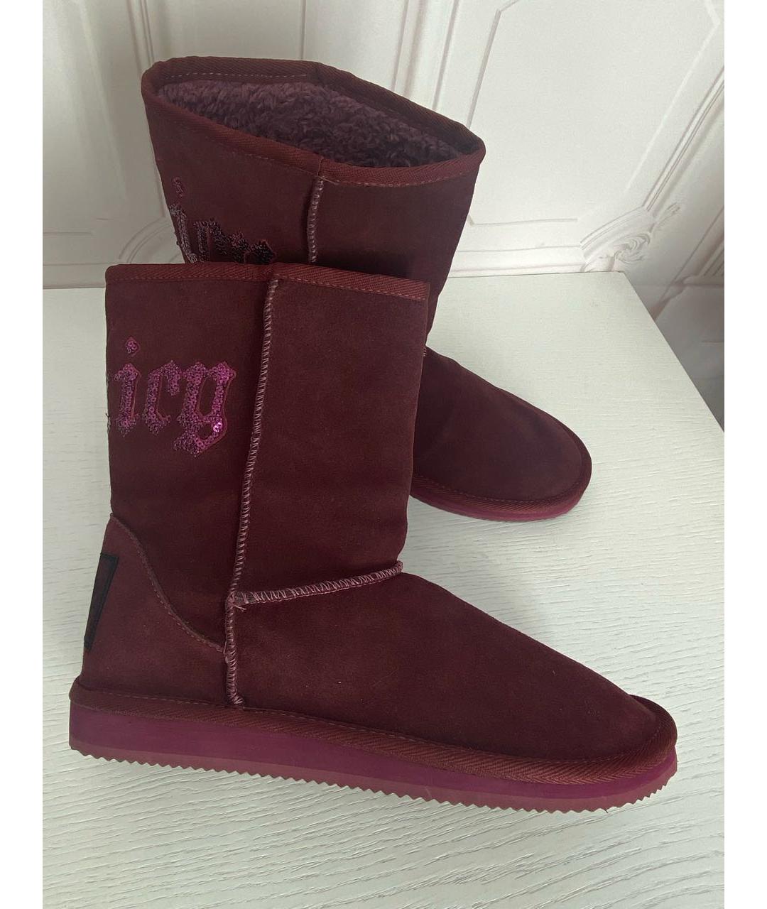JUICY COUTURE Бордовые замшевые сапоги, фото 3