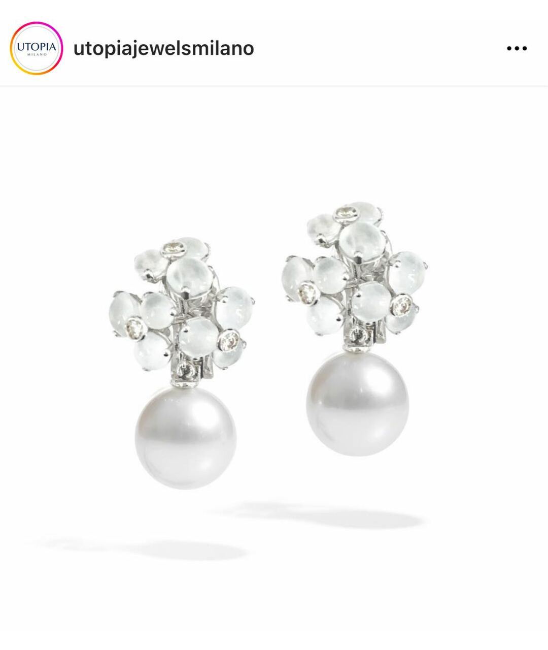 UTOPIA Белые серьги из белого золота, фото 4