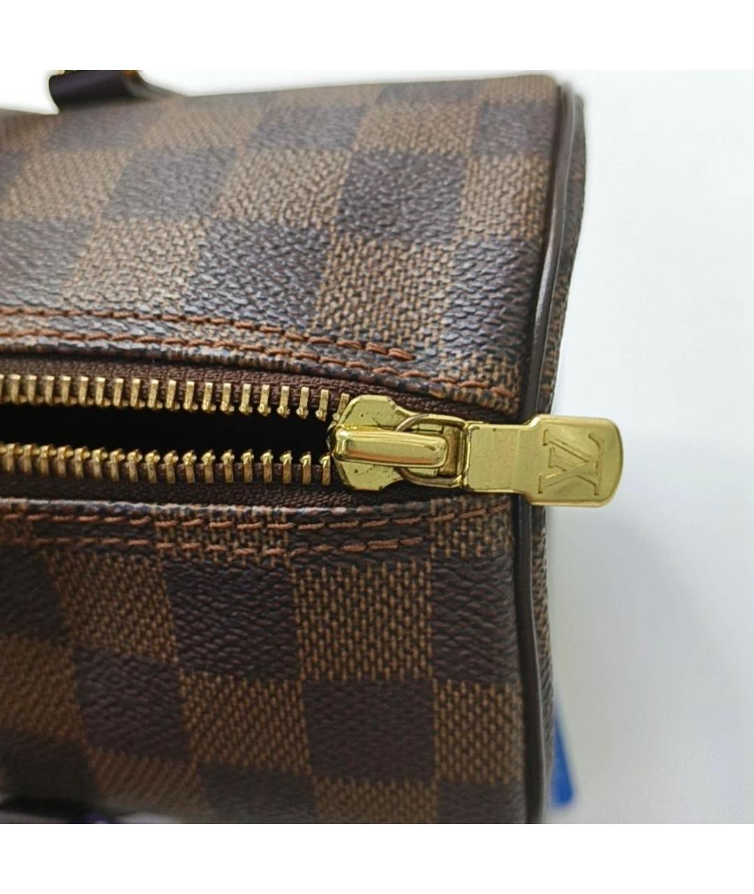 LOUIS VUITTON Коричневая кожаная сумка с короткими ручками, фото 7