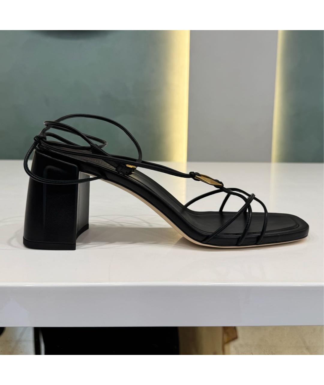 JIMMY CHOO Черные кожаные босоножки, фото 9