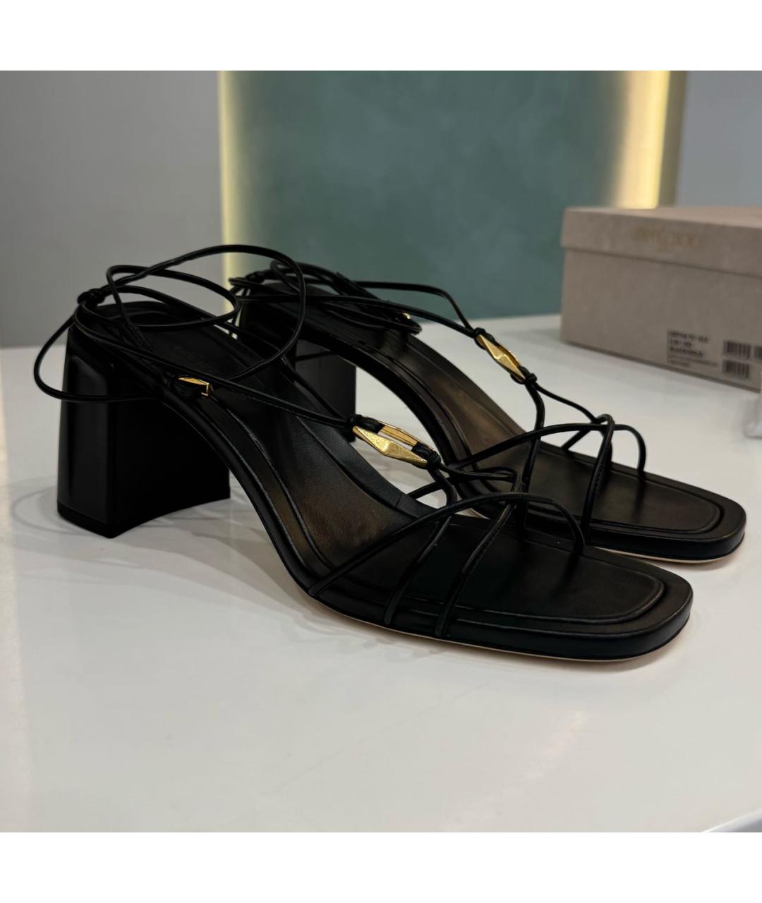 JIMMY CHOO Черные кожаные босоножки, фото 2