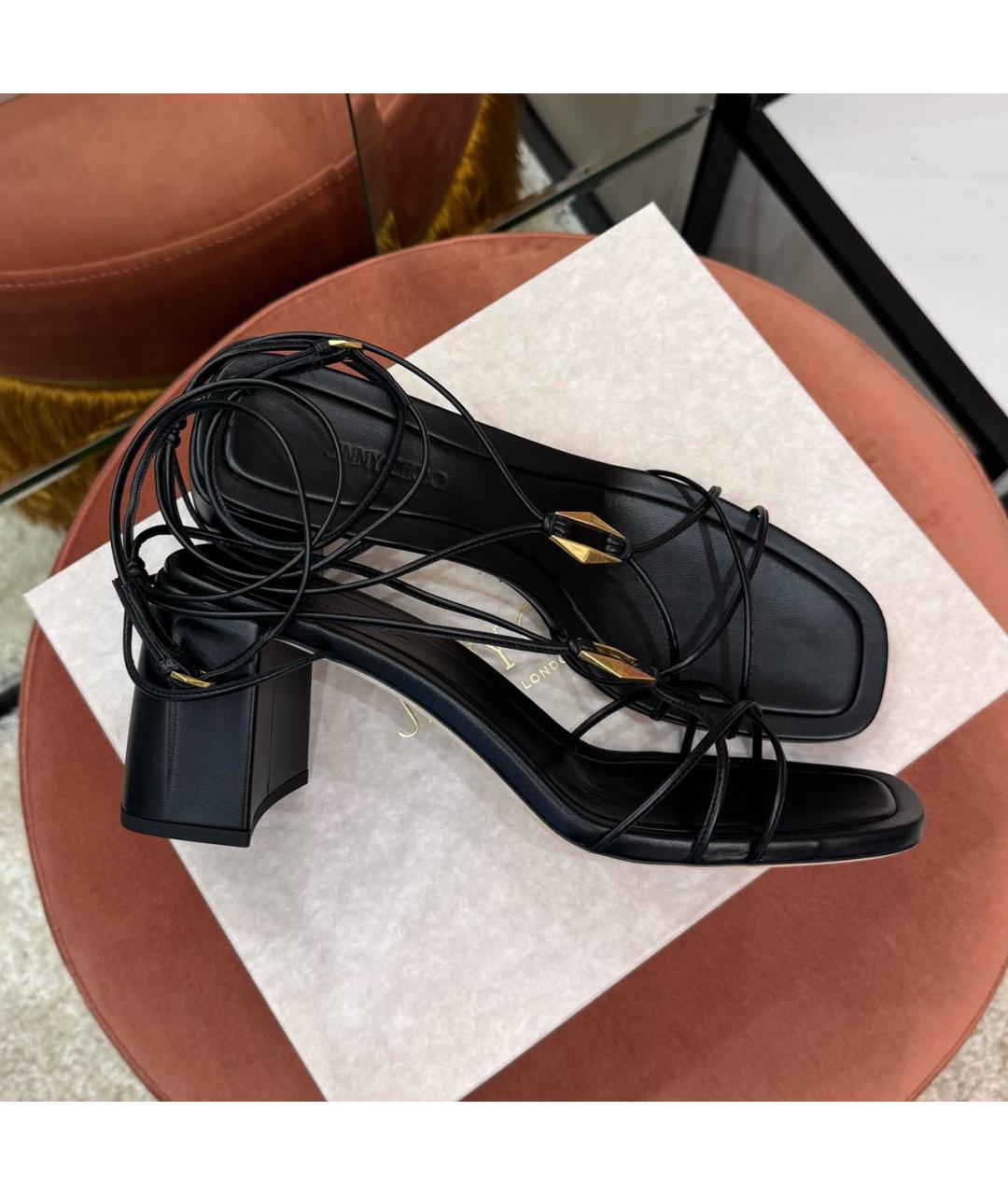JIMMY CHOO Черные кожаные босоножки, фото 8