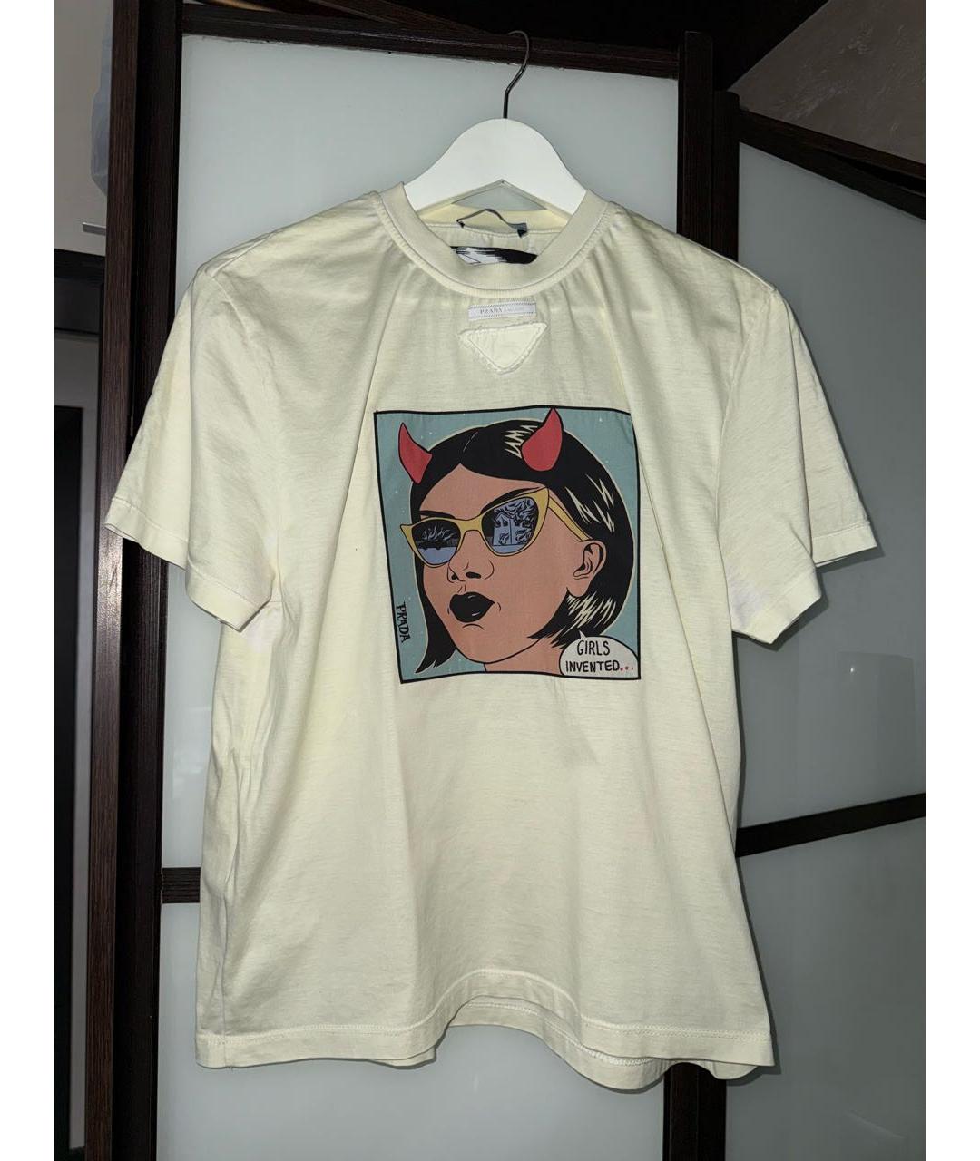 PRADA Бежевая хлопковая футболка, фото 9