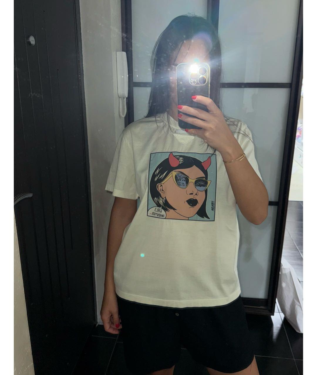 PRADA Бежевая хлопковая футболка, фото 7