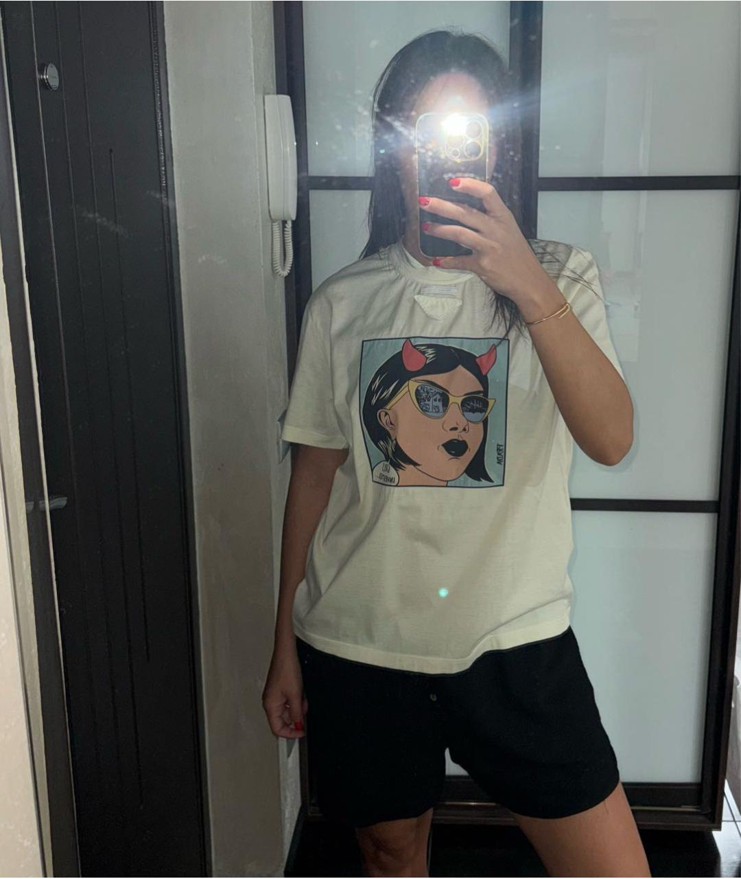 PRADA Бежевая хлопковая футболка, фото 8