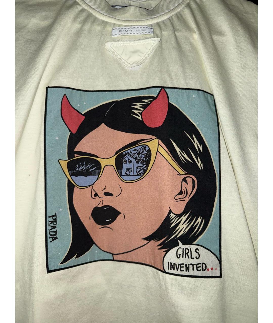 PRADA Бежевая хлопковая футболка, фото 2