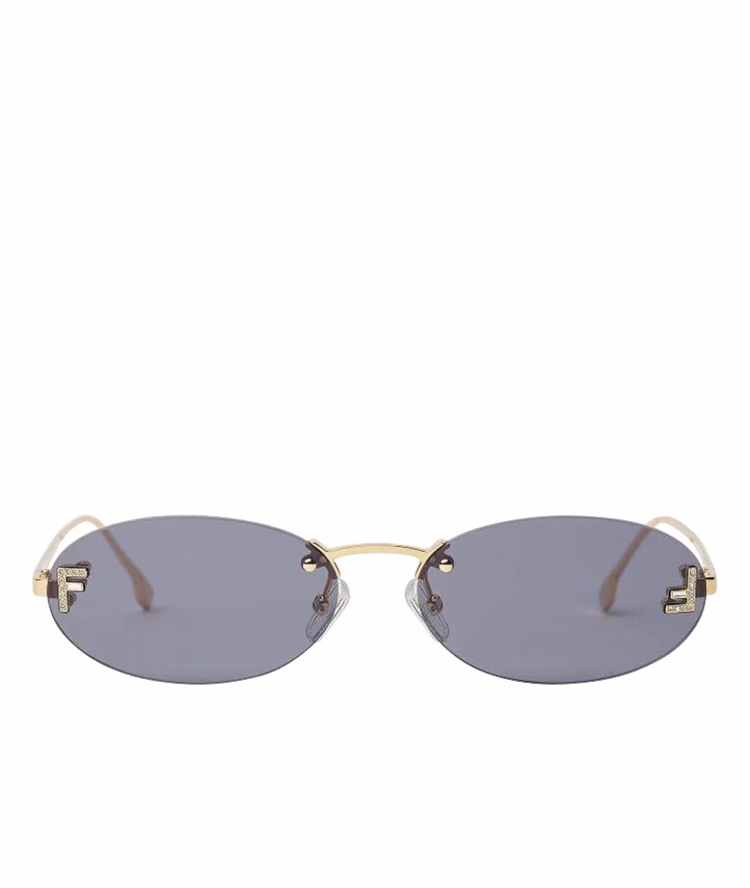 FENDI Золотые металлические солнцезащитные очки, фото 1
