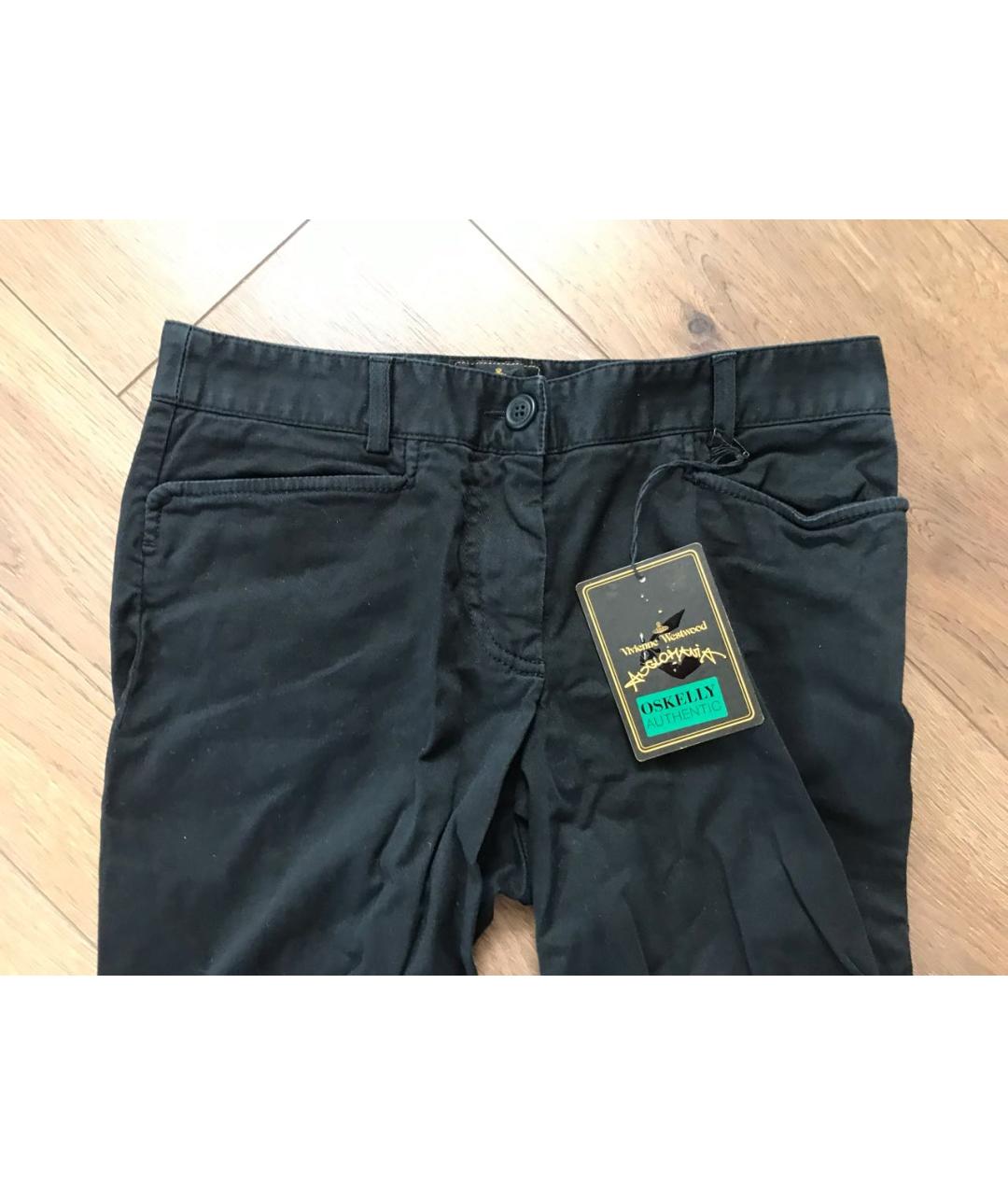 VIVIENNE WESTWOOD Черные хлопко-эластановые брюки узкие, фото 4