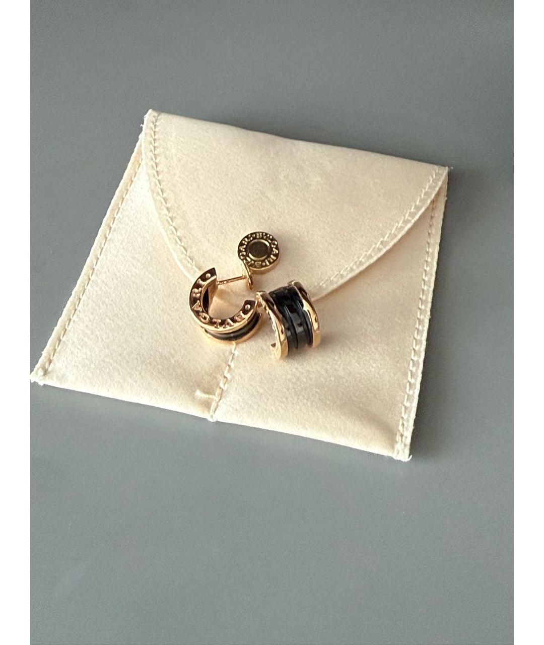 BVLGARI Черные серьги из розового золота, фото 3