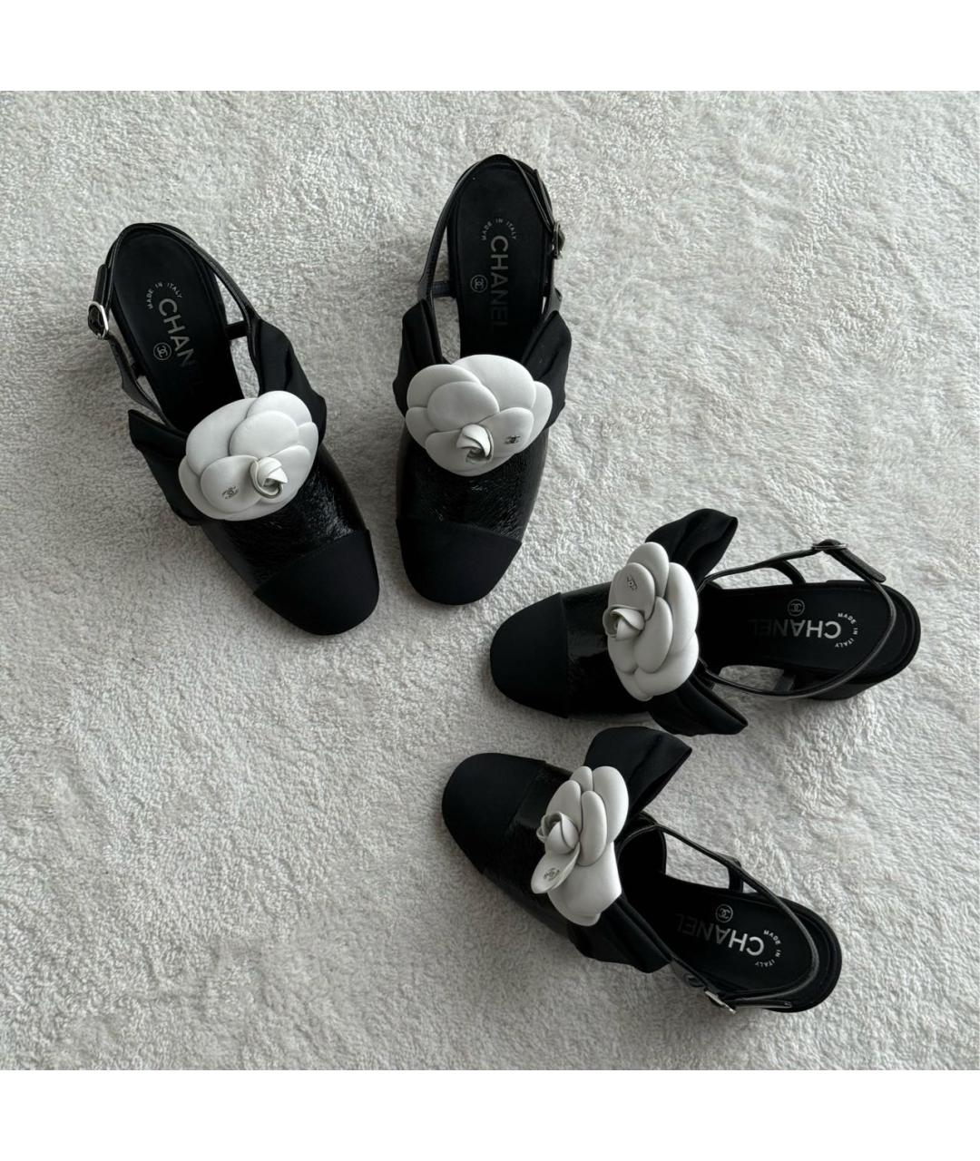 CHANEL Черные кожаные босоножки, фото 5