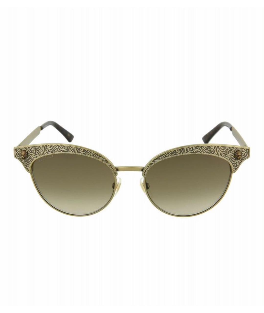 GUCCI Золотые металлические солнцезащитные очки, фото 1