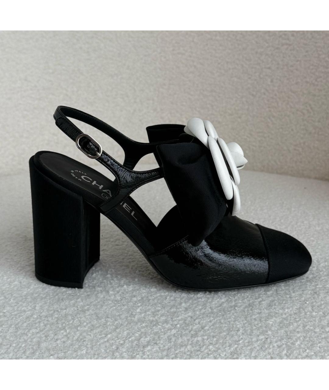 CHANEL Черные кожаные босоножки, фото 8