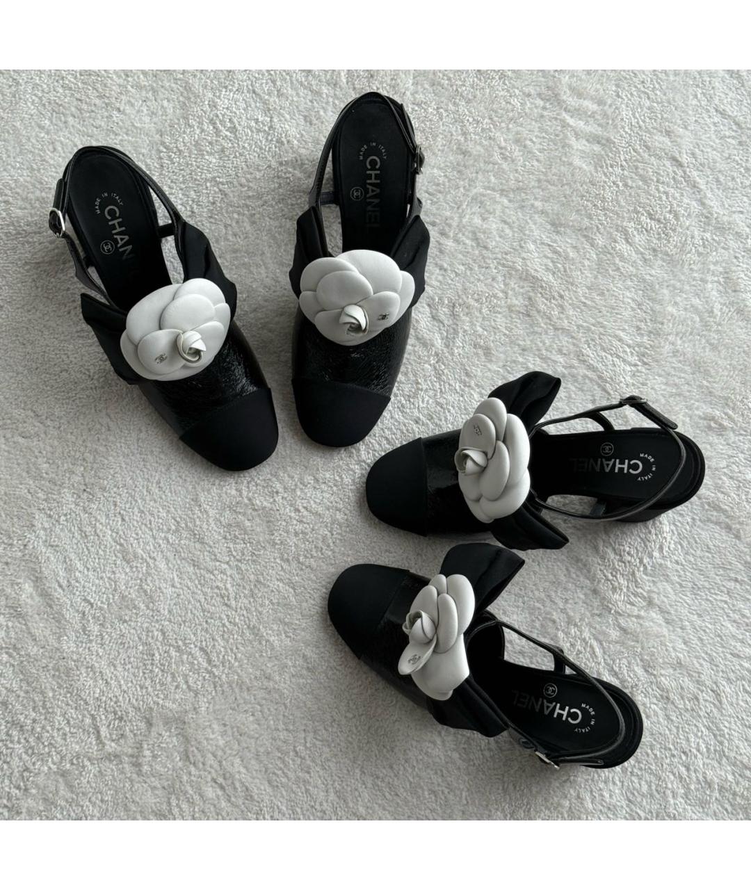 CHANEL Черные кожаные босоножки, фото 5
