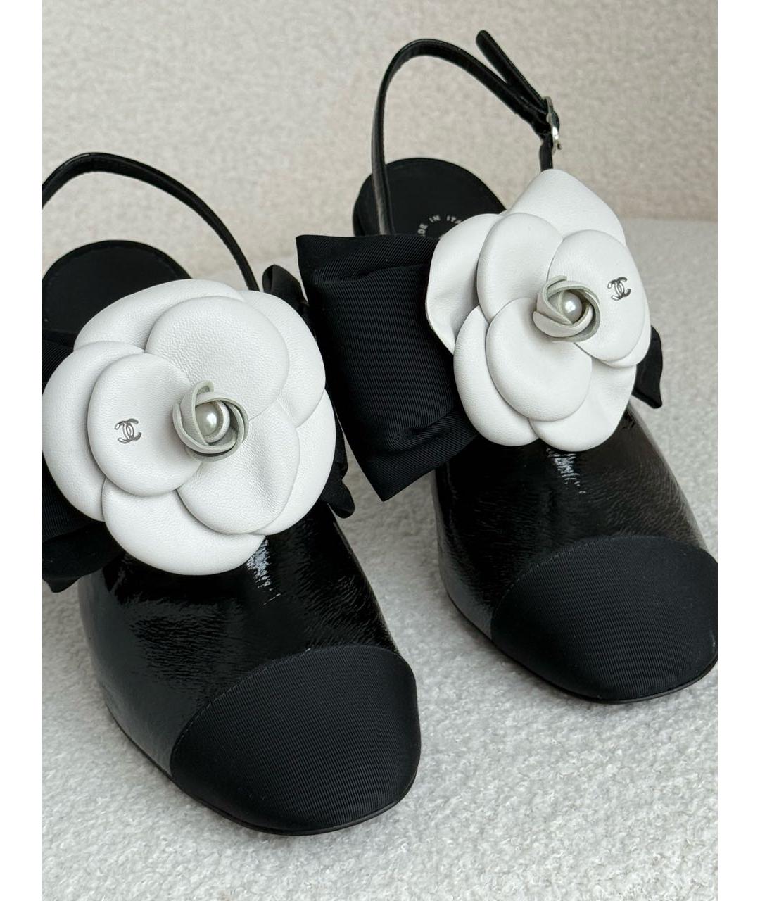CHANEL Черные кожаные босоножки, фото 6