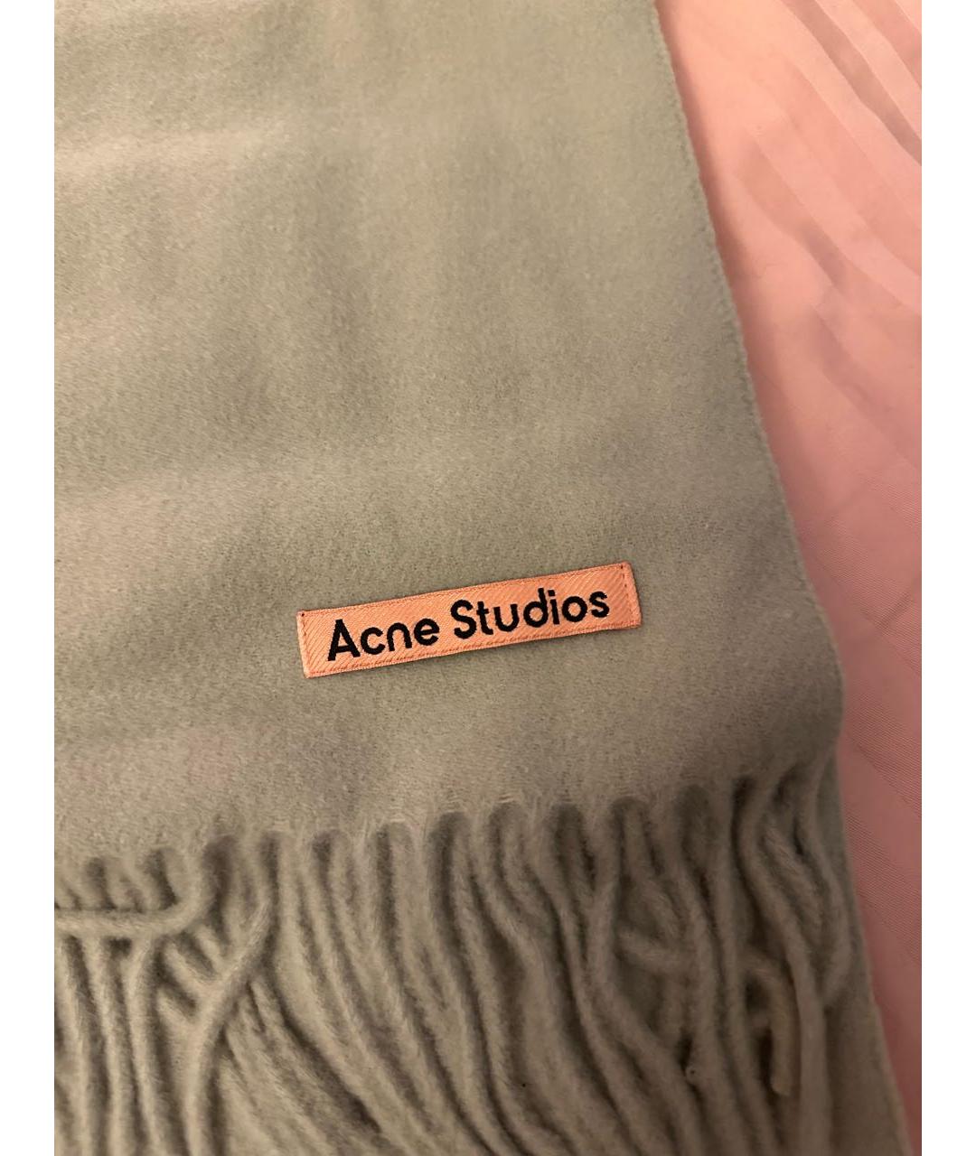 ACNE STUDIOS Салатовый шерстяной шарф, фото 4