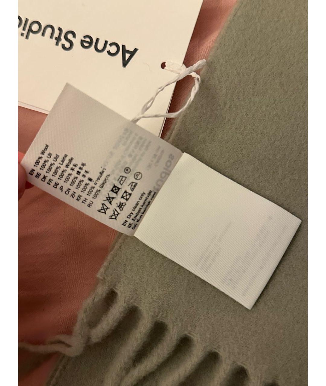 ACNE STUDIOS Салатовый шерстяной шарф, фото 5