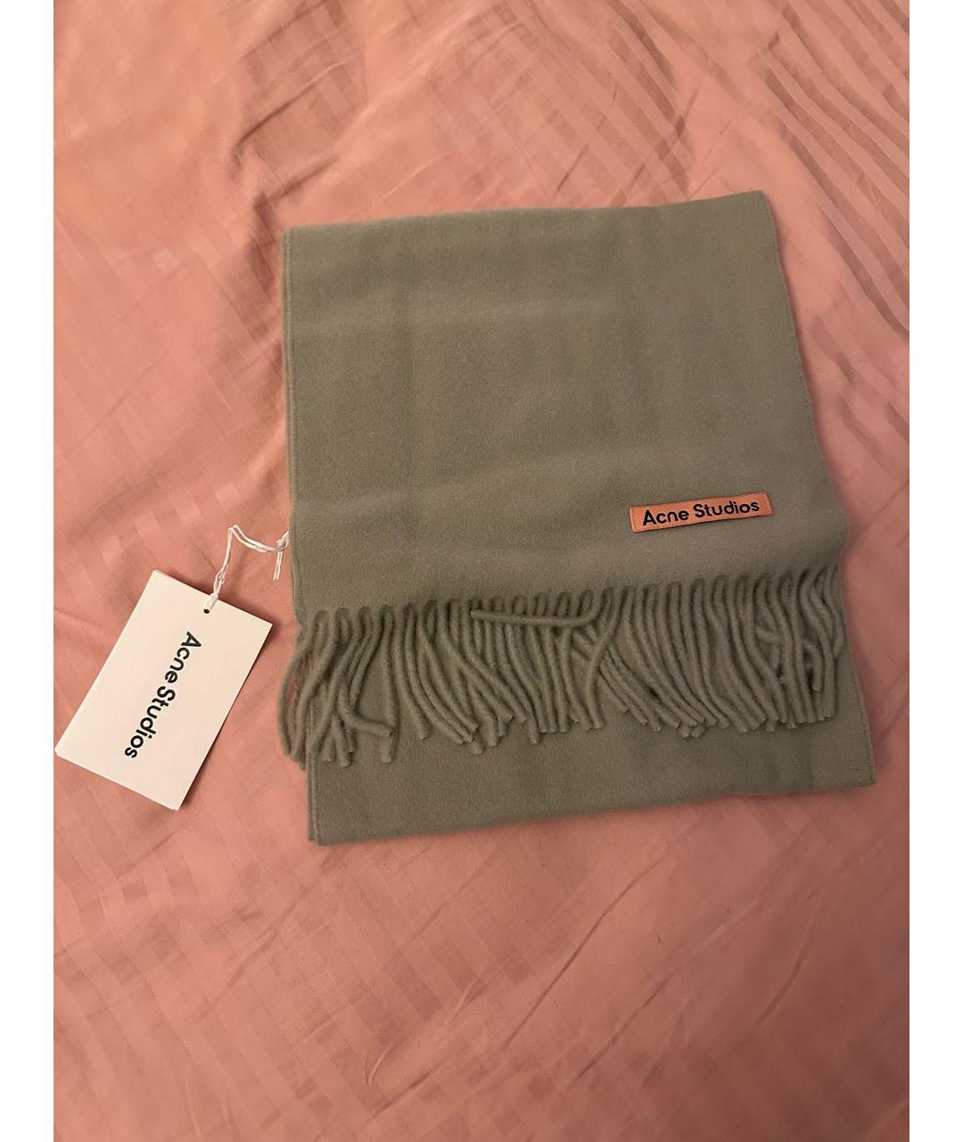 ACNE STUDIOS Салатовый шерстяной шарф, фото 4