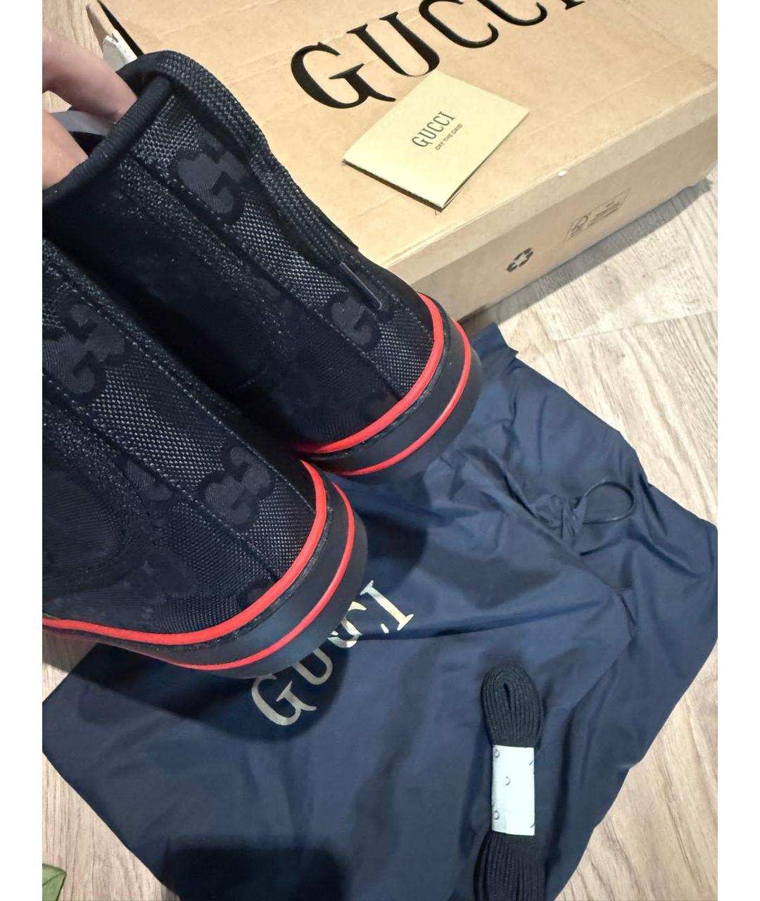 GUCCI Черные текстильные высокие кроссовки / кеды, фото 5