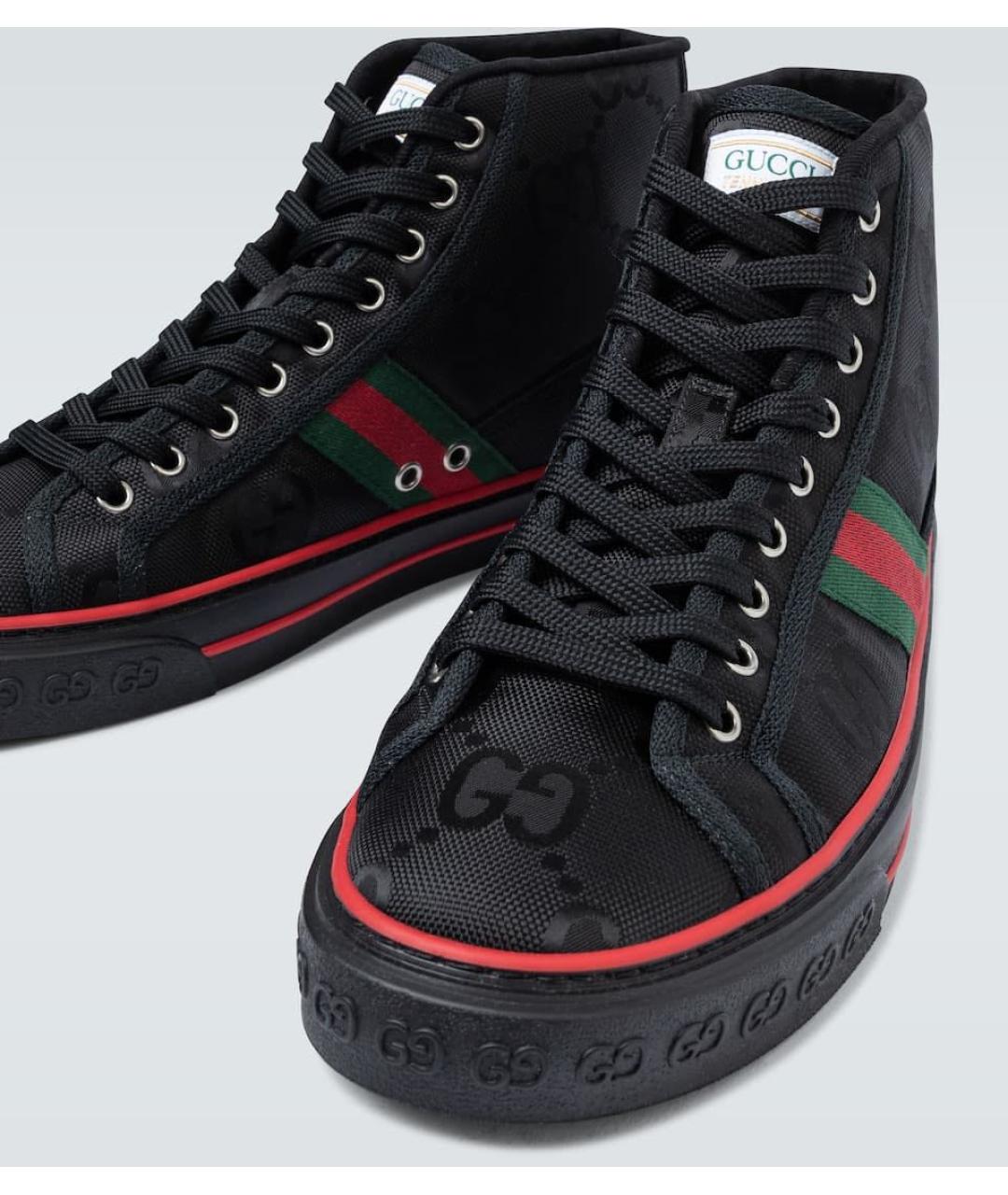 GUCCI Черные текстильные высокие кроссовки / кеды, фото 3