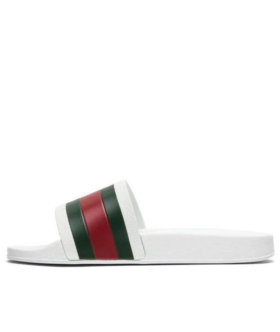 GUCCI Белые резиновые шлепанцы, фото 2