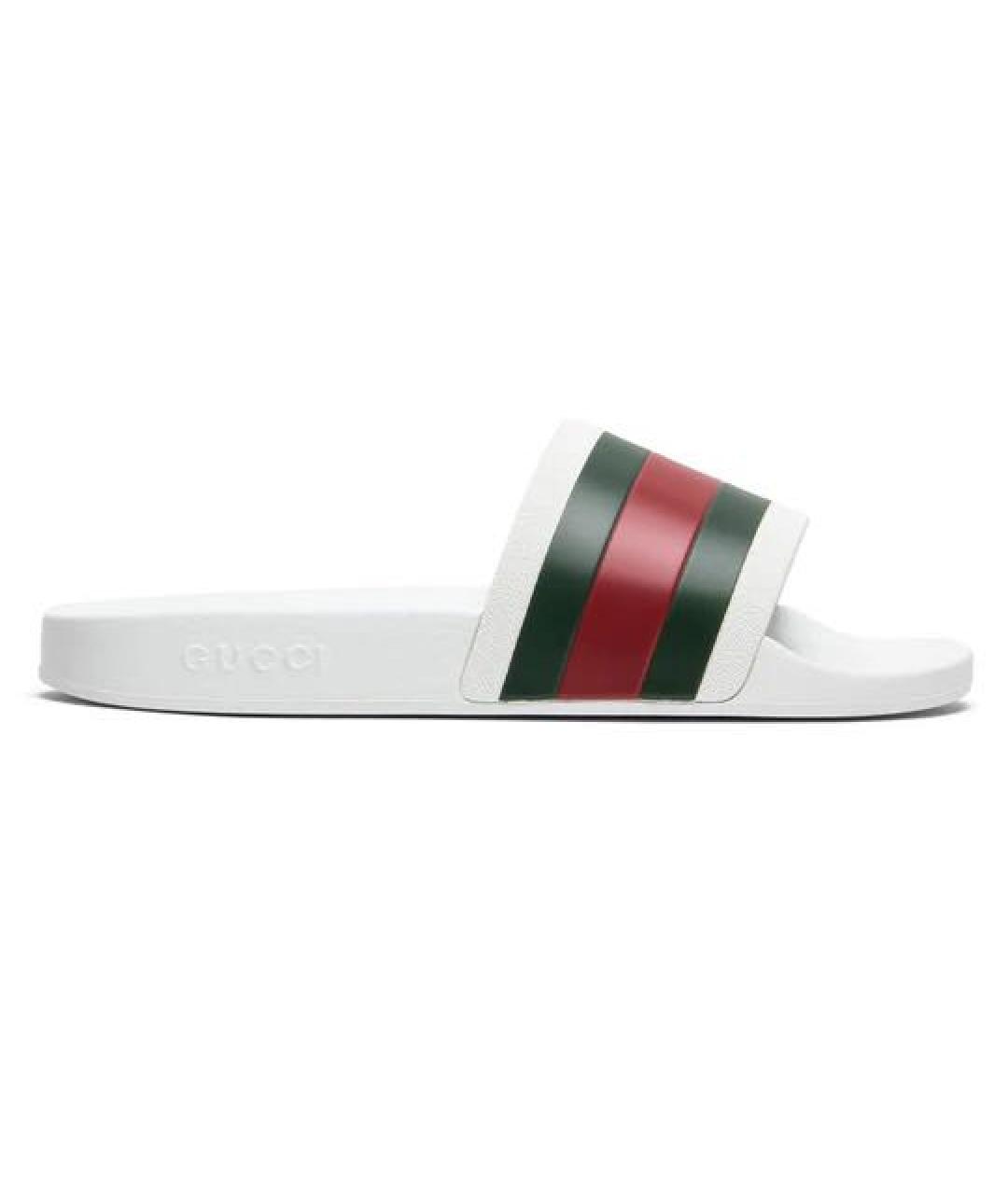 GUCCI Белые резиновые шлепанцы, фото 1