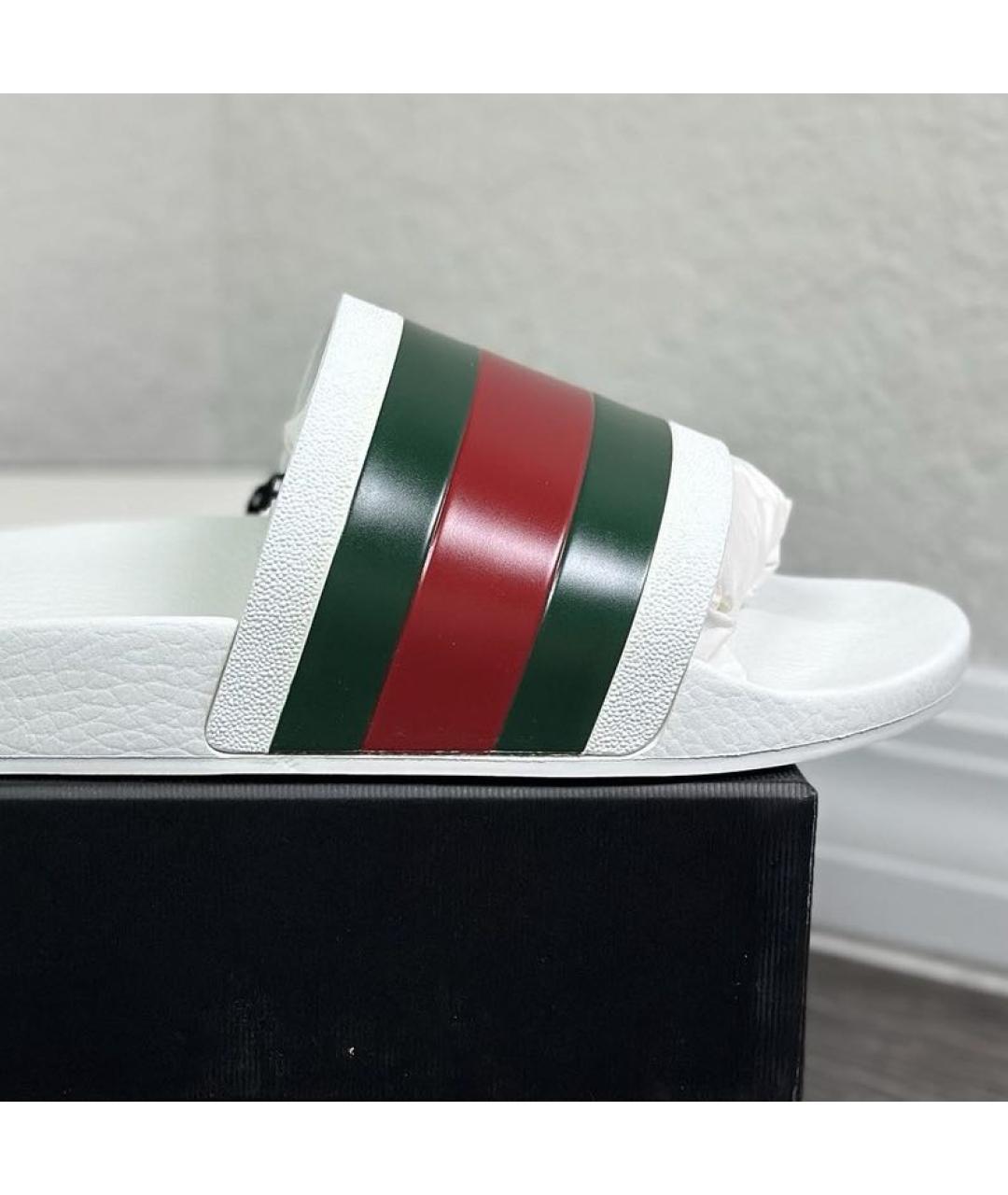 GUCCI Белые резиновые шлепанцы, фото 6