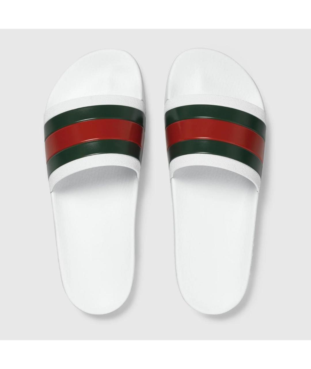 GUCCI Белые резиновые шлепанцы, фото 3