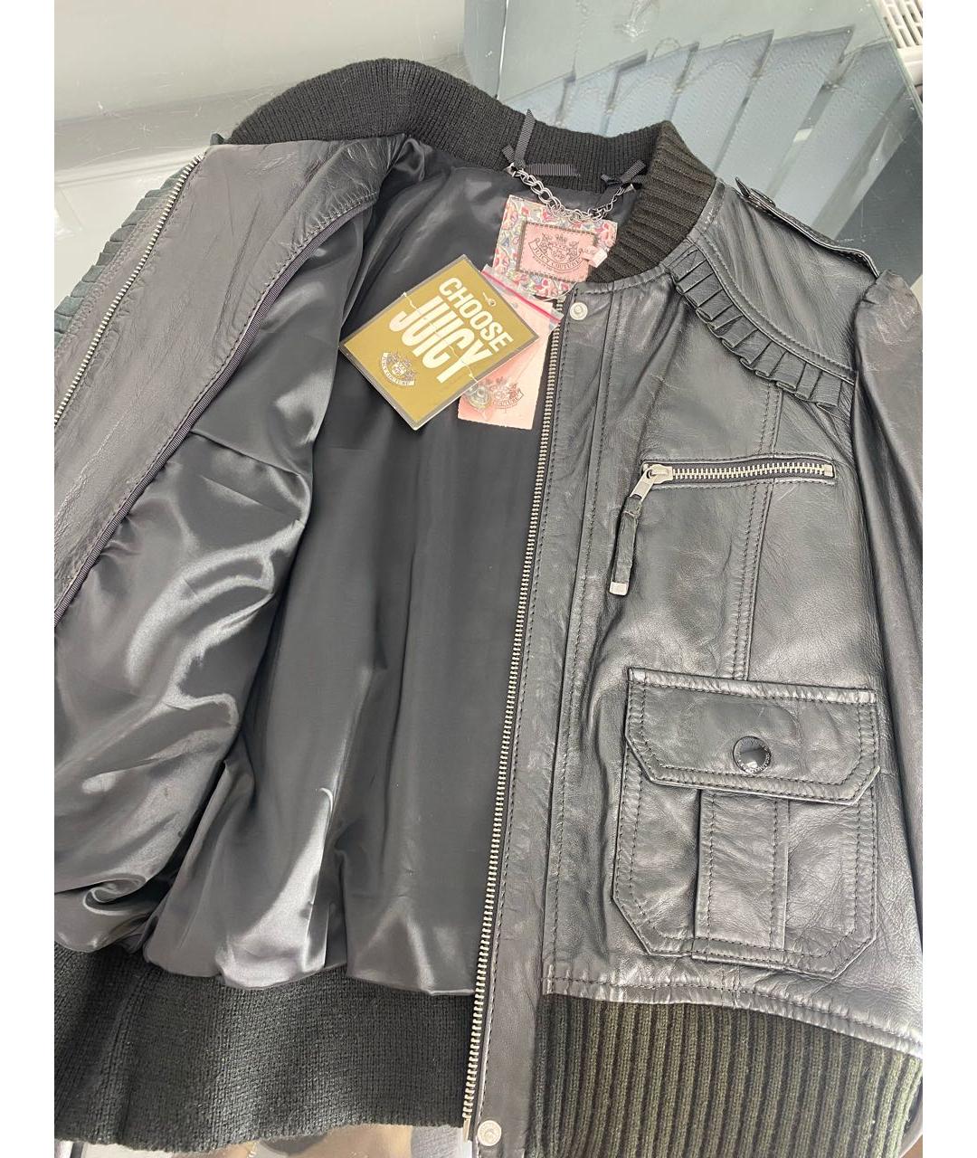 JUICY COUTURE Черная кожаная куртка, фото 3