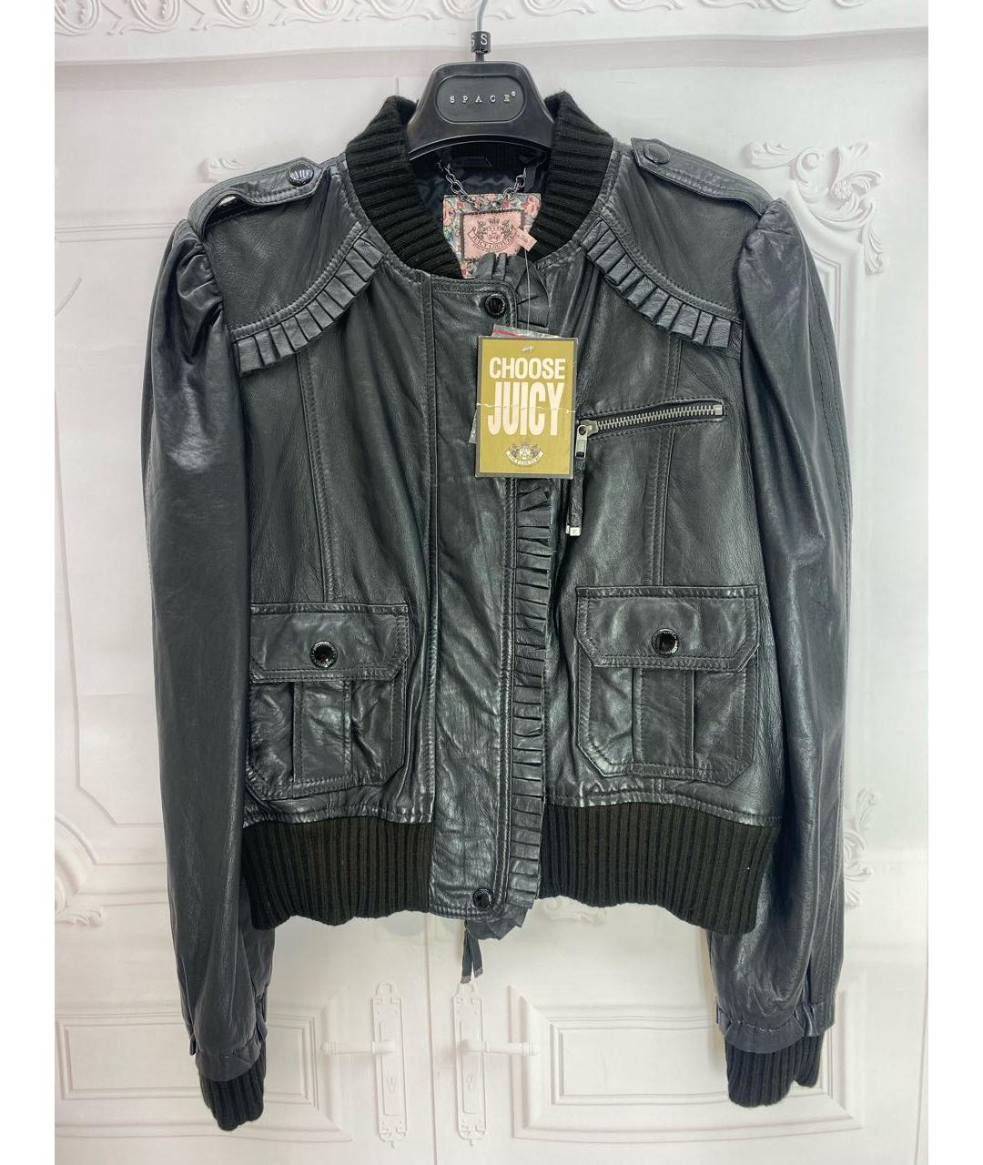 JUICY COUTURE Черная кожаная куртка, фото 4