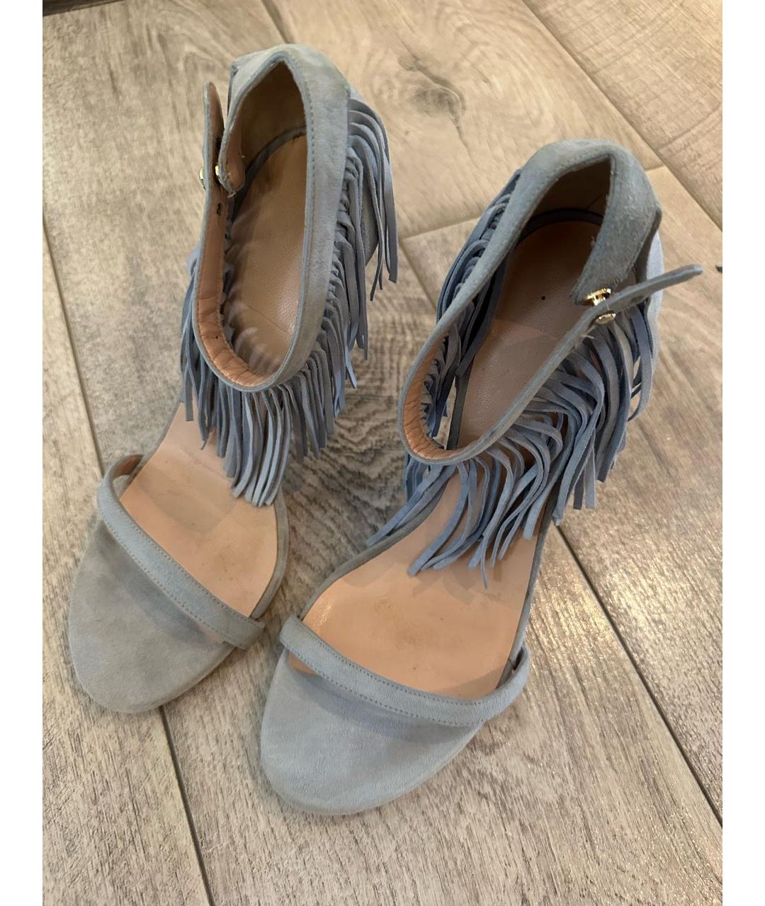 STUART WEITZMAN Голубые замшевые босоножки, фото 3