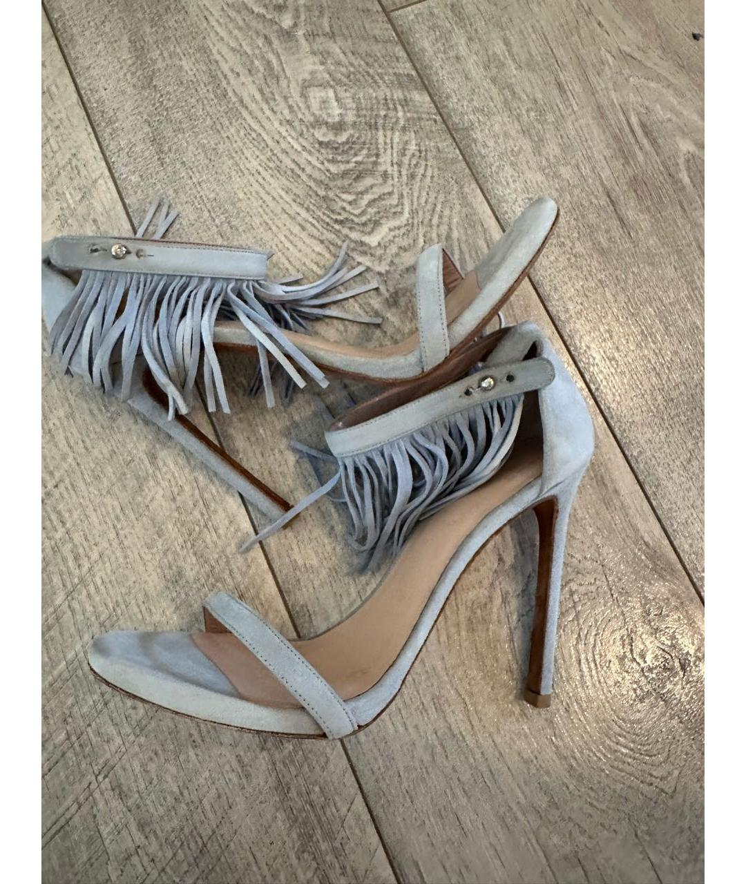 STUART WEITZMAN Голубые замшевые босоножки, фото 5