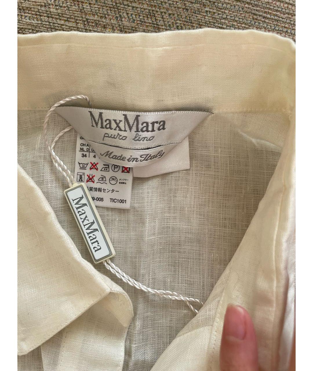 MAX MARA Бежевая льняная блузы, фото 3