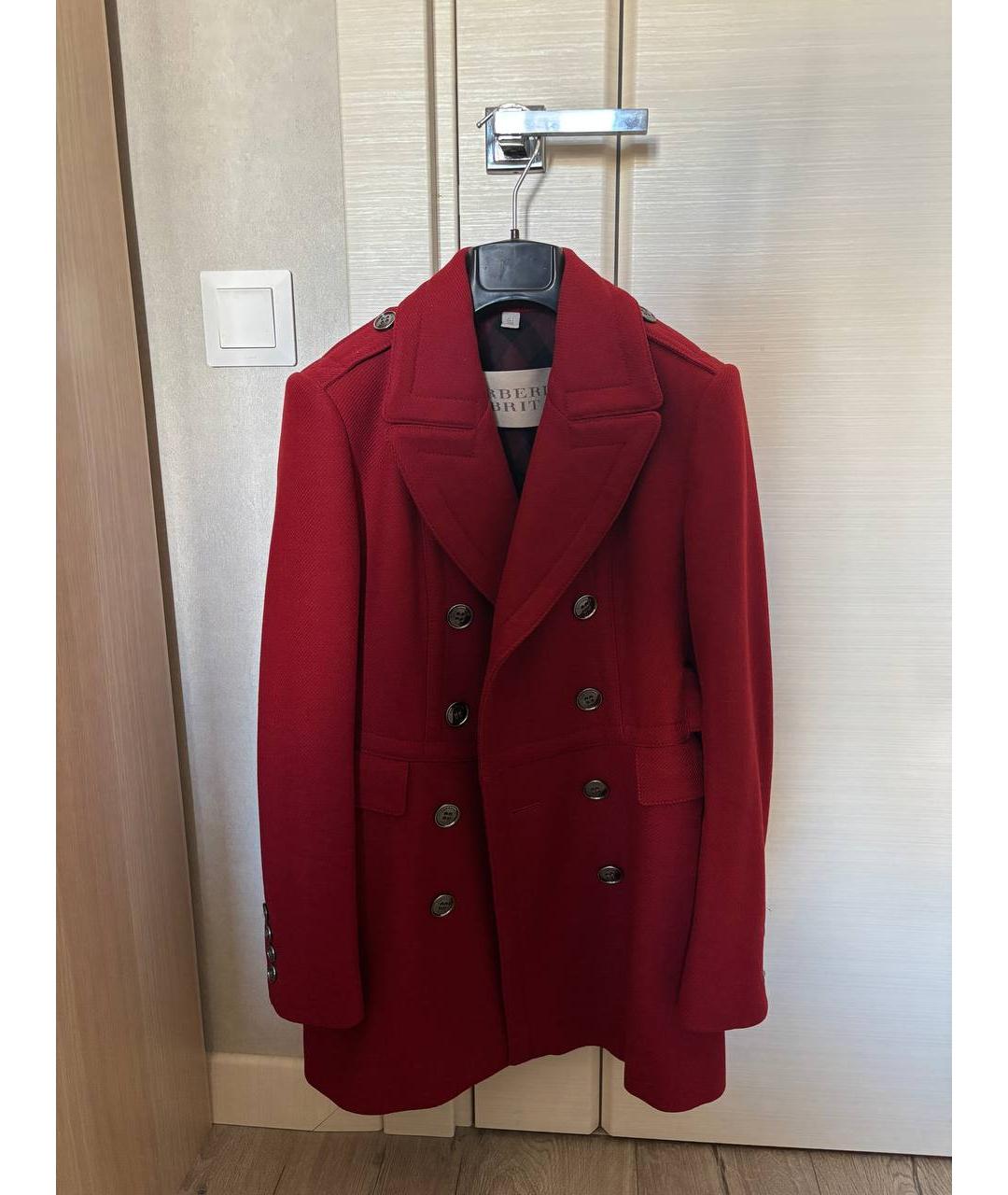 BURBERRY Бордовое шерстяное пальто, фото 7