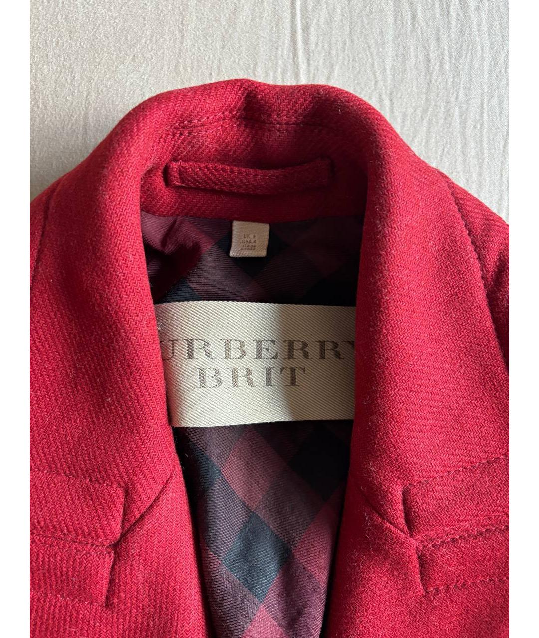 BURBERRY Бордовое шерстяное пальто, фото 3