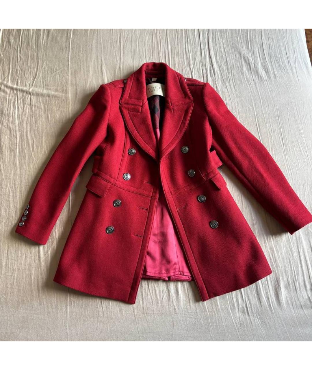 BURBERRY Бордовое шерстяное пальто, фото 2