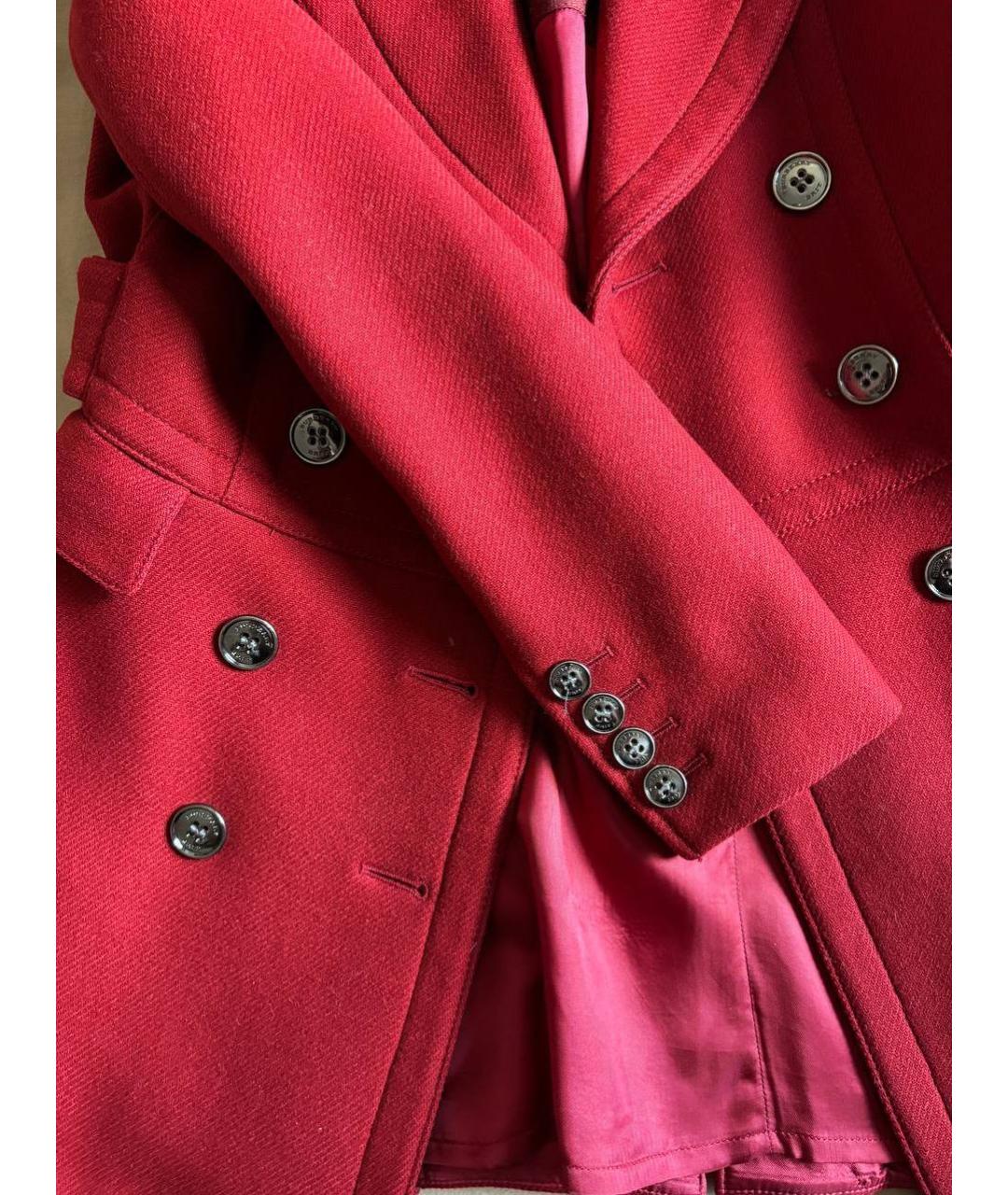 BURBERRY Бордовое шерстяное пальто, фото 4